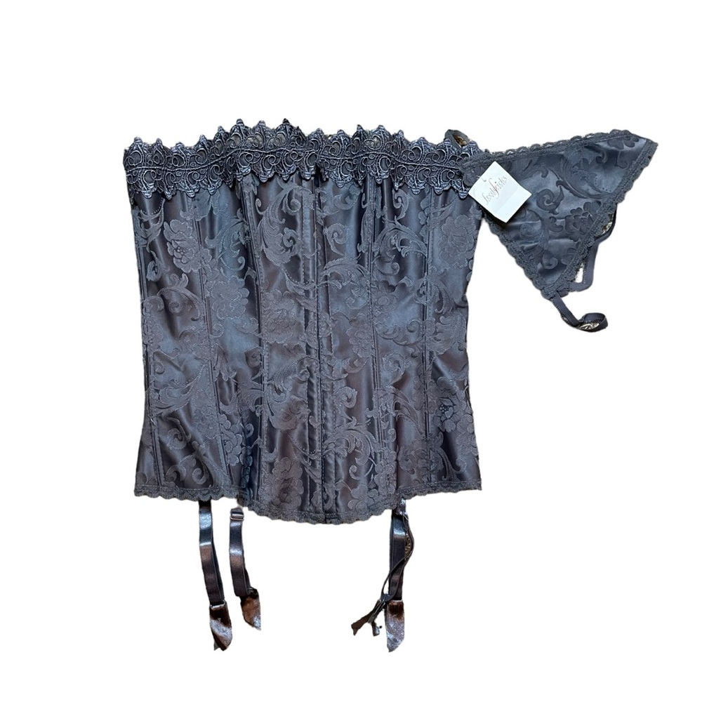 Vintage Fredrick’s‎ Of Hollywood Grey Corset Bustiers Matching Thong Size 34